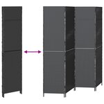 Paravent 4 panneaux pliable noir 195x180 cm en polyrotin
