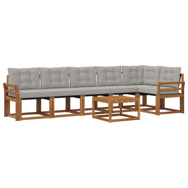 vidaXL Ensemble de canapés d'extérieur 7 pc Gris Naturel et Clair