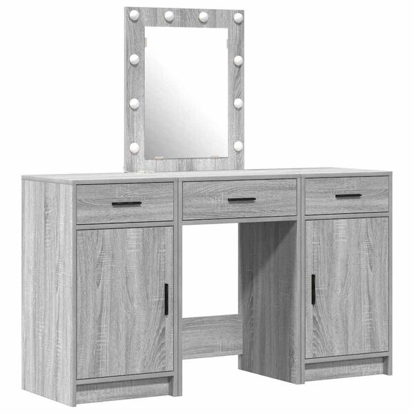 vidaXL Table de Toilette 3 Pièces Gris 50 x 41 x 135 cm Bois d'ingénierie