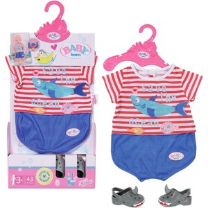Zapf Creation 834268 - Pyjama motif requin & des pantoufles assorties