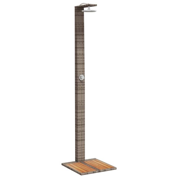 vidaXL Douche d'extérieur gris 50x55x224 cm résine tressée bois acacia