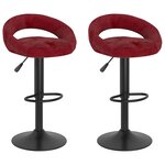vidaXL Tabourets de bar lot de 2 rouge vin velours