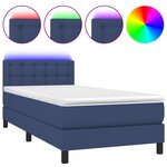 vidaXL Sommier à lattes de lit avec matelas LED Bleu 90x200 cm Tissu