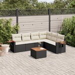 vidaXL Salon de jardin 7 Pièces avec coussins noir résine tressée