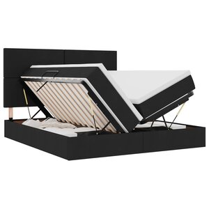 vidaXL Lit de Rangement avec tête de lit Noir 200 x 200 cm Tissu