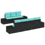 vidaXL Ensemble de canapé de jardin 8 Pièces Noir et turquoise