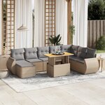 vidaXL Salon de jardin avec coussins 9 Pièces beige résine tressée