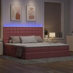 vidaXL Lit de rangement LED avec matelas Rose 200 x 200 cm Velours