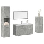 vidaXL Ensemble de meubles de salle de bain 4 Pièces gris béton