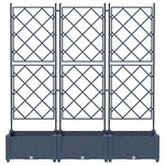 vidaXL Bac à fleurs avec Treillis 3 Pièces Gris 120 x 40 x 125.5 cm PP