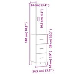 vidaXL Buffet haut Blanc 34 5x34x180 cm Bois d'ingénierie