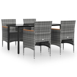 vidaXL Ensemble à manger de jardin et coussins 5Pièces Gris/noir