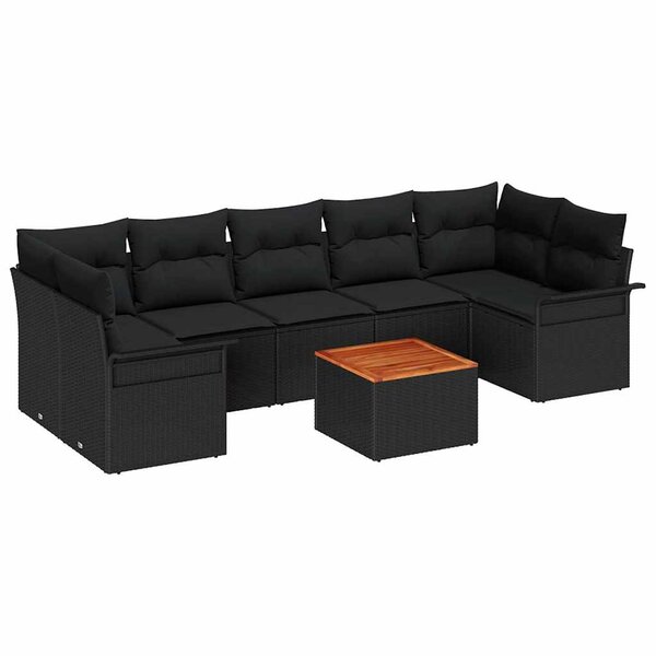 vidaXL Ensemble de canapé de jardin Manuel 8 Pièces Noir 55 x 55 x 37 cm