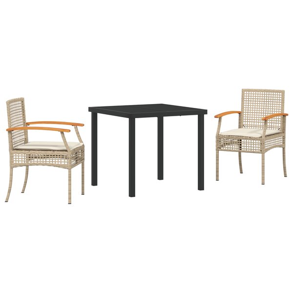 vidaXL Ensemble de Salle à Manger de Jardin de 3 Pièces avec Coussins Beige Rattan Synthétique