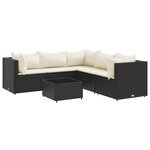 vidaXL Salon de jardin 6 Pièces avec coussins Noir Résine tressée