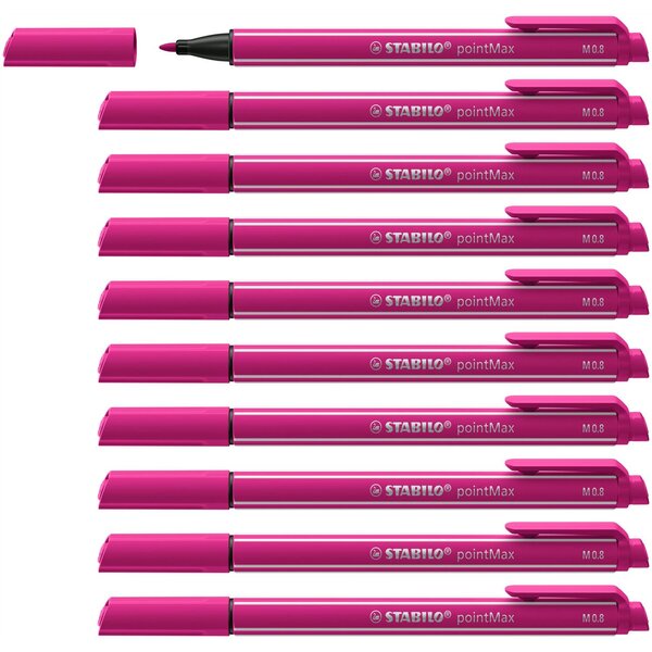 Stylo feutre pointMax pointe moyenne 0.8mm Rose Foncé x 10 STABILO