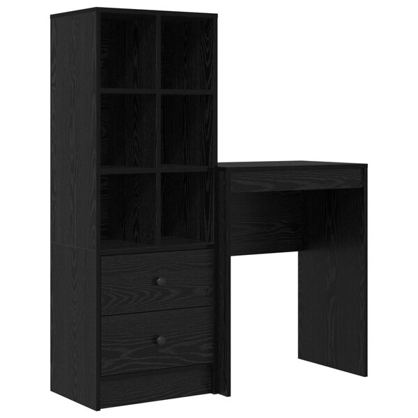 vidaXL Bureau avec tiroir avec étagère avec stockage 2 Pièces Chêne noir