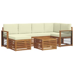 vidaXL Ensemble de canapés d'extérieur 7 pc Naturel et Crème Polyester