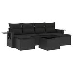 vidaXL Salon de jardin 7 Pièces avec coussins noir résine tressée