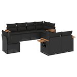 vidaXL Salon de jardin 8 Pièces avec coussins noir résine tressée
