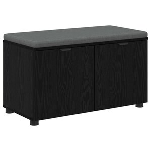 vidaXL Banc d'entrée avec coussin Chêne noir 80 x 46 x 46 cm