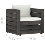 vidaXL Salon de jardin 2 Pièces avec coussins Bois imprégné de gris