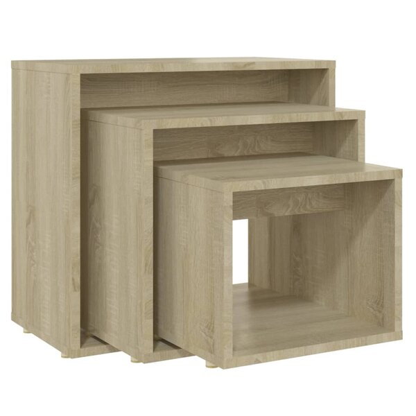 vidaXL Tables gigognes 3 Pièces Chêne sonoma Aggloméré