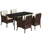 vidaXL Ensemble à manger de jardin 5 Pièces et coussins marron poly rotin