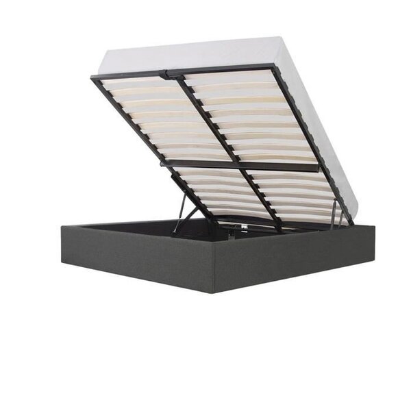 Lit coffre adulte - Tissu gris foncé - Sommier inclus - 140 x 190 cm