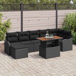 vidaXL Ensemble de canapé de jardin avec coussin 8 Pièces Noir