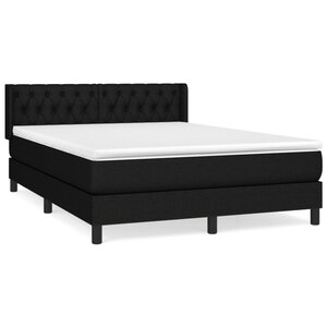vidaXL Sommier à lattes de lit avec matelas Noir 140x200 cm Tissu