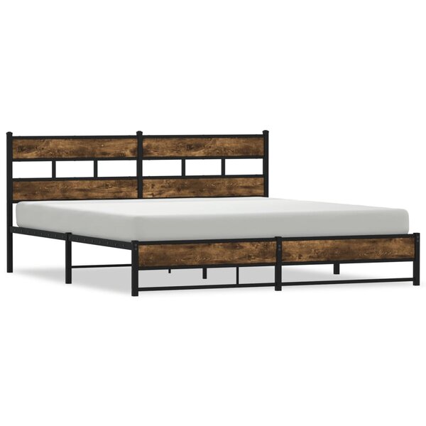 vidaXL Cadre de lit en métal sans matelas chêne fumé 200x200 cm