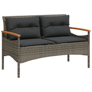 vidaXL Banc de jardin avec coussins 116x62 5x74 cm gris résine tressée