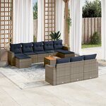 vidaXL Salon de jardin 11 Pièces avec coussins gris résine tressée