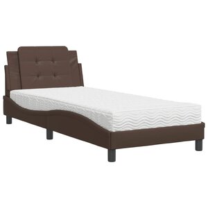 vidaXL Lit avec matelas marron 90x190 cm similicuir