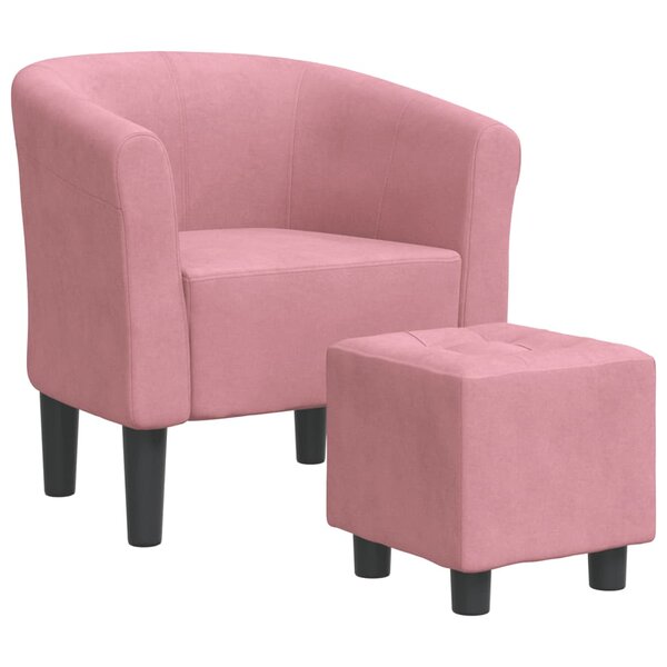 vidaXL Chaise cabriolet avec repose-pied rose velours