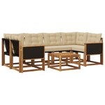 vidaXL Ensemble de canapés d'extérieur 7 Pièces Naturel et Beige