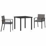 vidaXL Ensemble de salle à manger pour jardin 3 Pièces Gris Poly rotin