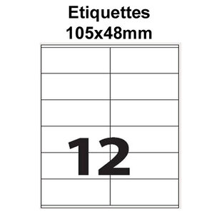 Étiquettes adhésives  105x48mm   (120 étiquettes) - blanc - 10 feuilles -t3azur