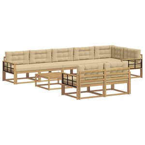 vidaXL Ensemble de canapés d'extérieur 9 pc Blanc et Beige Polyester