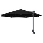 vidaXL Parasol mural de jardin avec LEDs Noir 248 cm