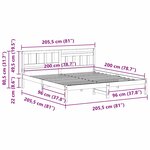 vidaXL Cadre de lit Blanc 200 x 200 cm Bois massif en pin