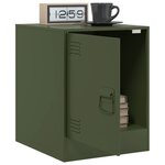 vidaXL Table de chevet vert olive 34 5x39x44 cm acier