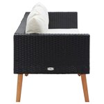 vidaXL Canapé de jardin à 3 places avec coussins Résine tressée Noir