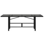 vidaXL Table de jardin avec dessus en verre noir résine tressée