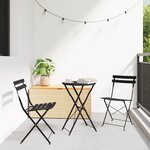 Ensemble de bistrot pliant 3 pièces en acier anthracite