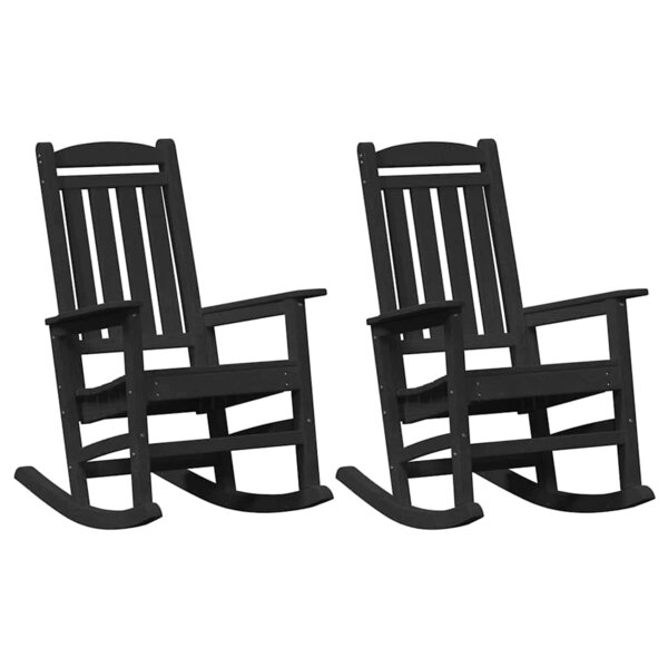 vidaXL Chaise à bascule 2 Pièces Noir 92 x 70 x 108 cm Polyéthylène