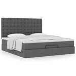 VidaXL Cadre de lit ottoman avec matelas gris foncé 160x200cm tissu