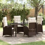 vidaXL Ensemble de salle à manger pour jardin 5 Pièces Marron polyrotin