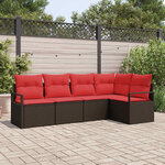 vidaXL Ensemble de canapé de jardin avec coussin 5 Pièces Marron et rouge